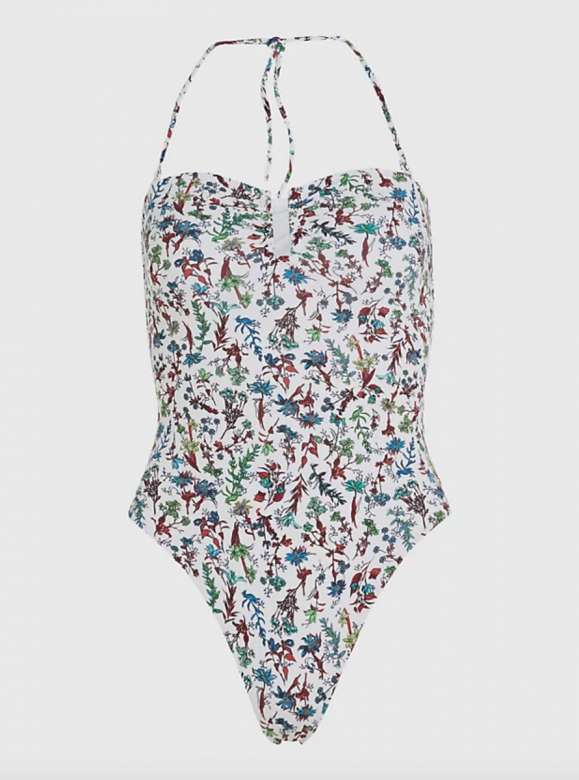TOMMY HILFIGER BANDEAU ONE PIECE White floral white