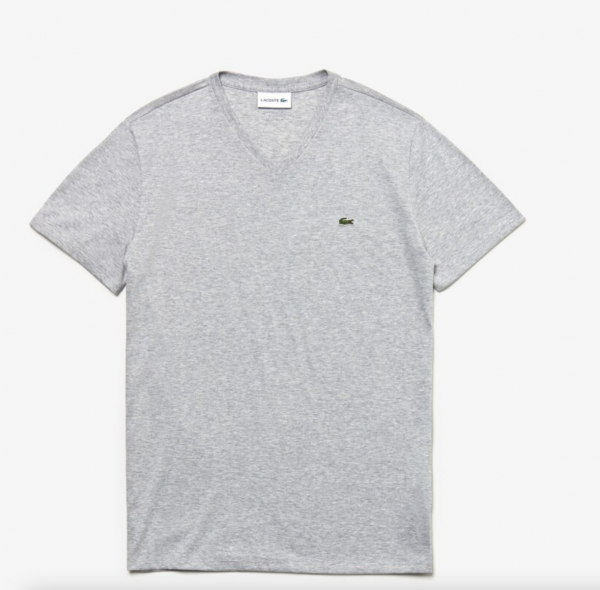 LACOSTE T-SHIRT MET V HALS Silver Chine
